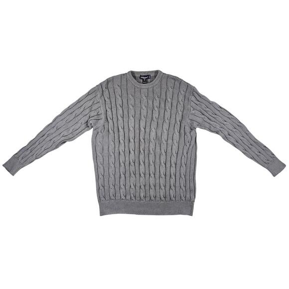 VTG 90s Blumarine Uomo Italy Gray Chunky Cable Knit Cotton Sweater L (modern M) - Picture 5 of 8